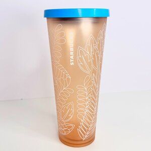 Starbucks Summer 2017 24oz‎ Venti Tumbler Travel Cold Cup Coral Rainforest